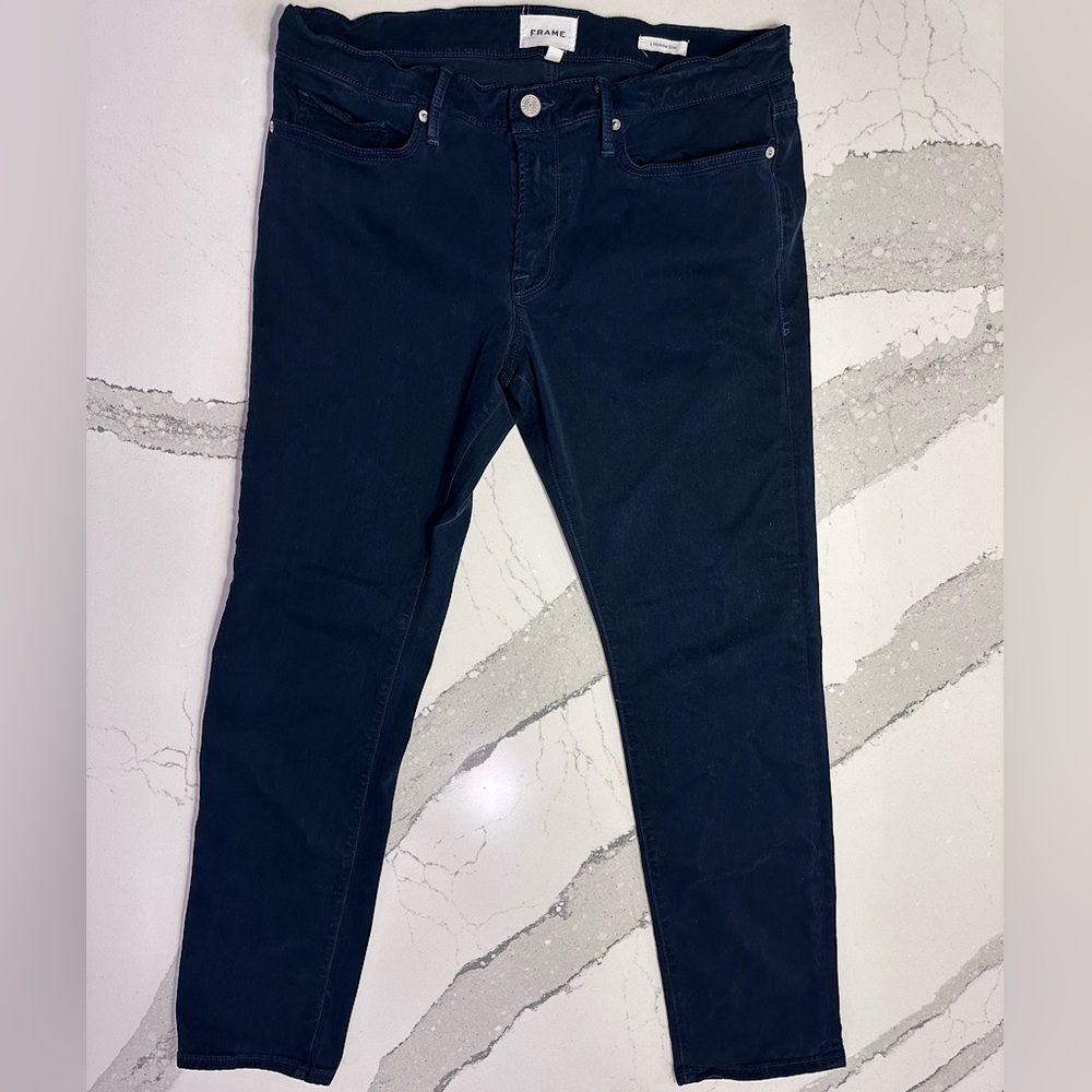 Frame L’Homme Slim Brushed Twill in Navy - Men’s Size 34